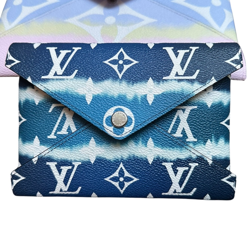 Louis Vuitton Medium Kirigami Envelope Navy and White Monogram Card Holder LV